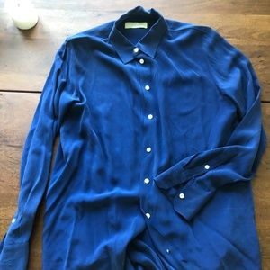 Everlane Royal Blue Silk Shirt Size 2